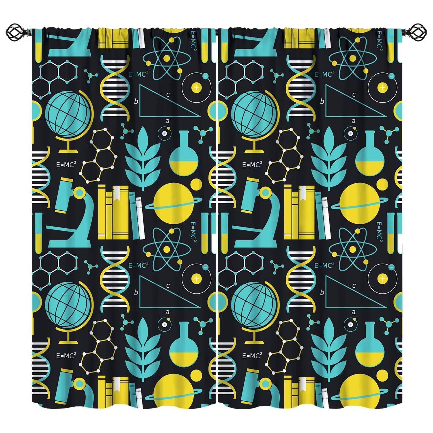 JESTRONRY Science Bedroom Curtains, Chemistry Science Pharmacy Research Blackout Rod Pocket Window Drapes for Childs Girls Boys Bedroom Living Room Home Decor 52x84in