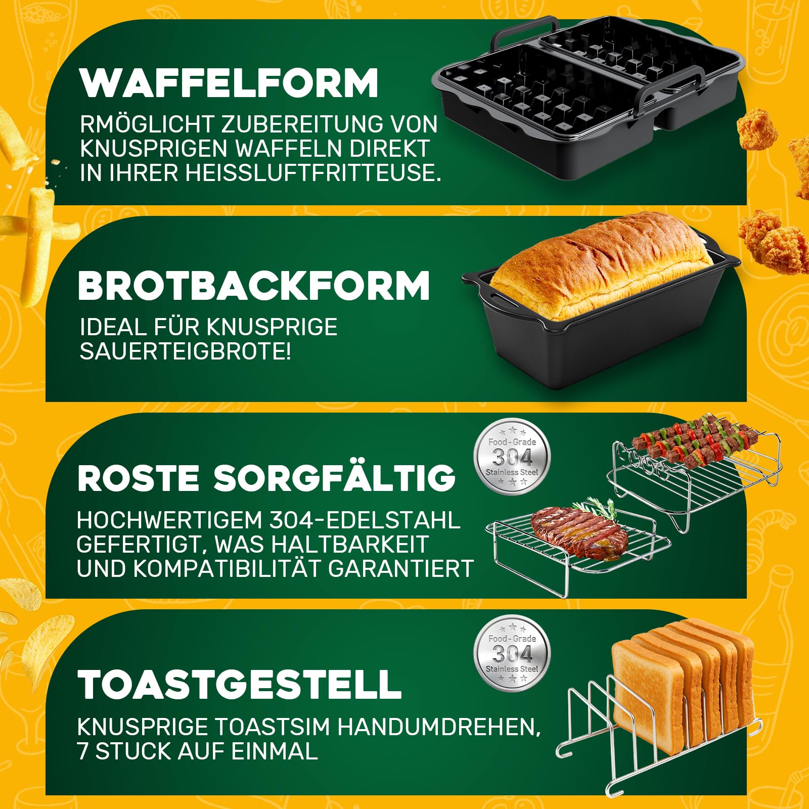 Airfryer Zubehör für Philips NA460/NA462 10L, Silikonform Zubehör | Heißluftfritteuse Zubehör für Philips Airfryer 4000 Series Stacked Dual Basket 10L, uflaufform Einsatz Anstelle Backpapier
