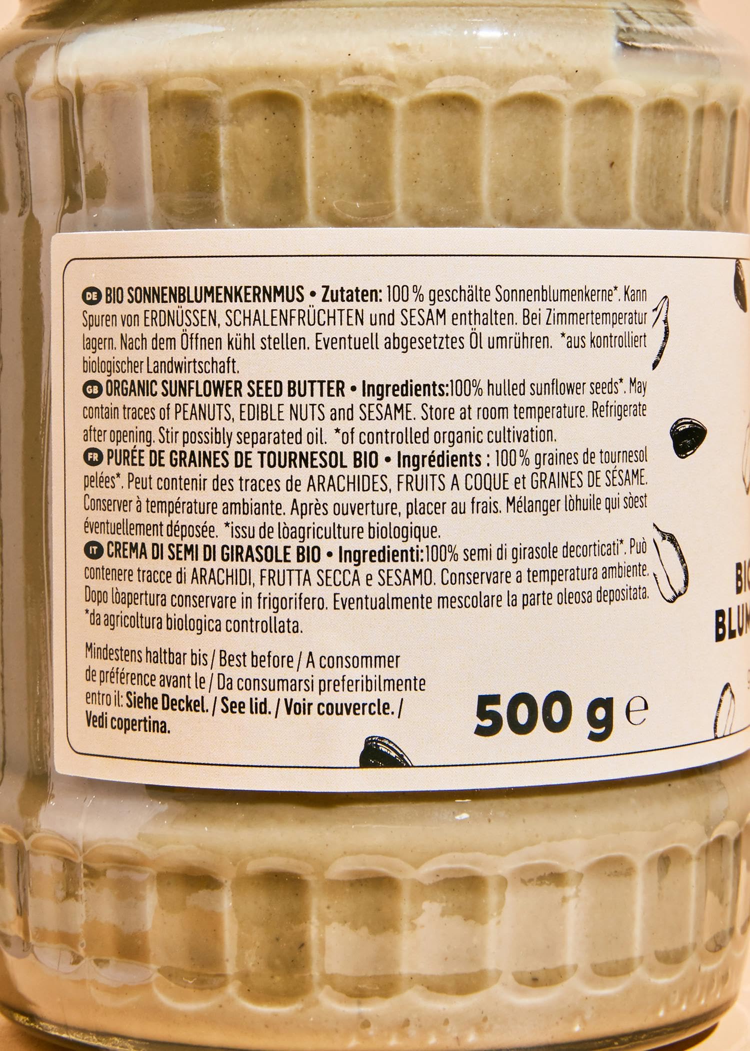 KoRo - Purée de tournesol Bio - 6 x 500 g - 100% graines de tournesol - riche en acides gras insaturés - goût léger de noisette - se déguste seule, en tartinade ou dans les sauces de salade.