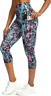 Sports Leggings Women 3/4 Capri Leggings with Pockets, Sports Pants Women 3/4 Opaque Sweatpants Running Pants Women
