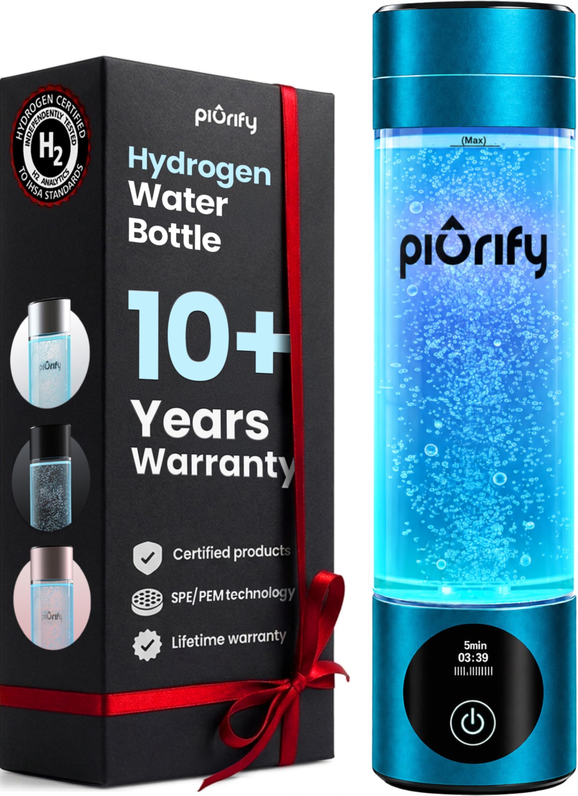Hydrogen Bottle Generator - 3000ppb Portable Water Machine with SPE/PEM Technology, Alternative for Ionizer and Hydro Water Bottle for Health (Turquoise)