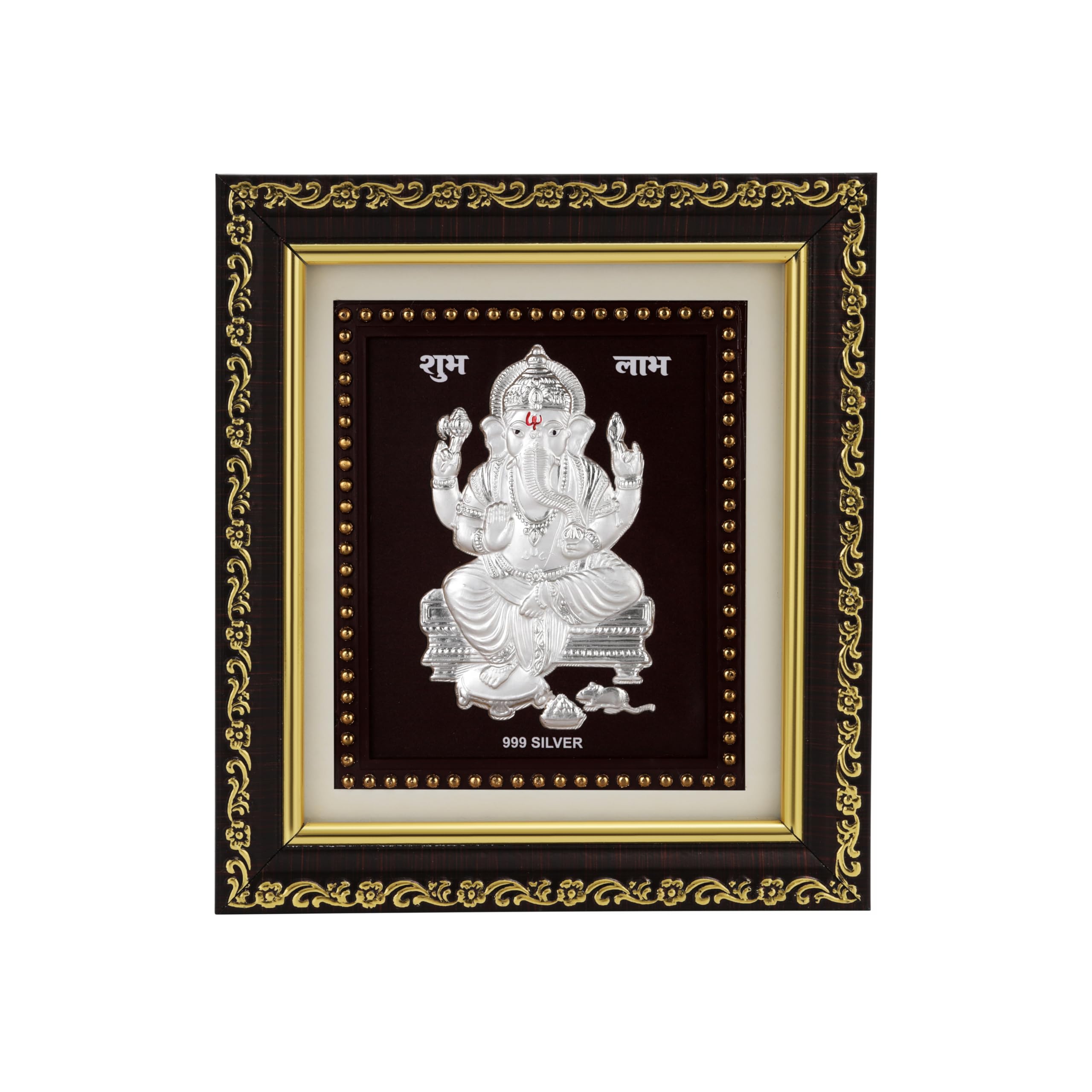 BHAGWATIJEWELS 999 Pure Silver Ganeshji Frame | Divine Home Decor | Square Tabletop (5.5" x 5") |