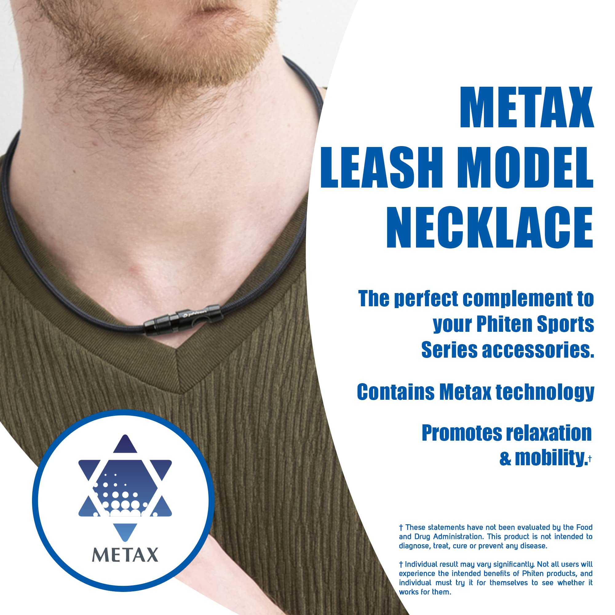 Phiten Metax Leash Model Necklace Eco-Friendly Durable Polyester Rope,  Permeated with Metax for Sports, Gym, Athletics with Stainless Steel Snap