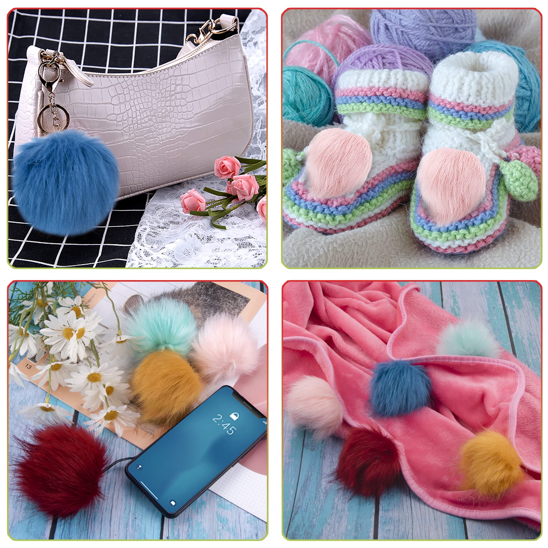 SIQUK 24 stuks nepbont pompon ballen doe-het-zelf nepvossenbont pluizige pompon met elastische lus voor hoeden sleutelhangers sjaals handschoenen tassen accessoires (12 kleuren, 2 stuks voor elke SIQUK 24 stuks nepbont pompon ballen doe-het-zelf nepvossenbont pluizige pompon met elastische lus voor hoeden sleutelhangers sjaals handschoenen tassen accessoires (12 kleuren, 2 stuks voor elke