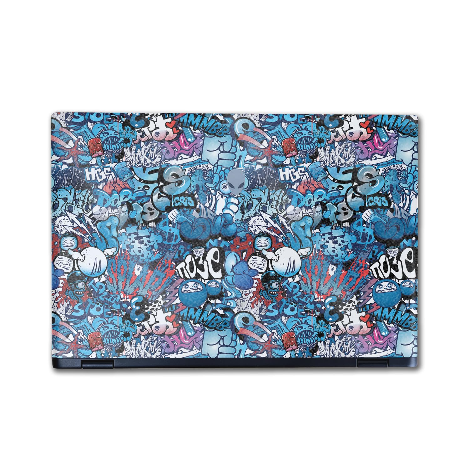 Glossy Glitter Laptop Skin Compatible with Alienware M16 R2 (2024) - Blue Meanies - Premium 3M Vinyl Protective Wrap Decal Cover - Easy to Apply | Crafted in The USA by MightySkins