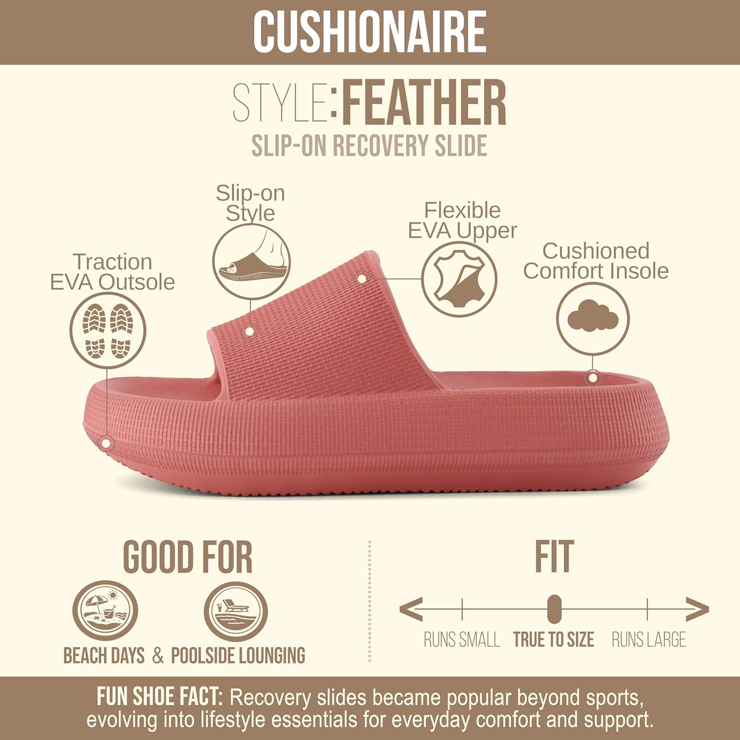 CUSHIONAIRE Feather EVA Slides for Women – Comfortable Slip On Womens Slippers, Indoor Outdoor Shower Shoes, Beach Essential Cloud Slides - Image 4