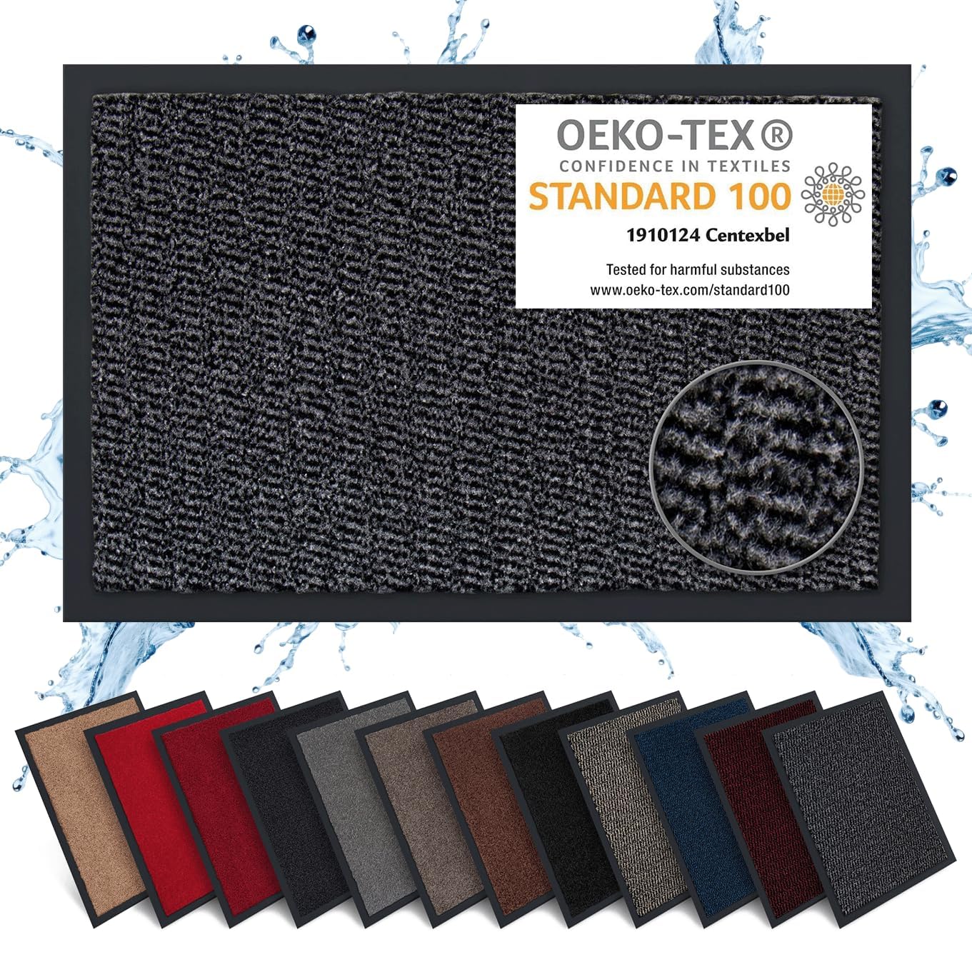 Carpet Diem Felpudo Antideslizante 40 x 60 cm - Trampa de Tierra Felpudo Exterior e Interior para una Entrada Limpia - Fácil de Cuidar - Negro-Antracita