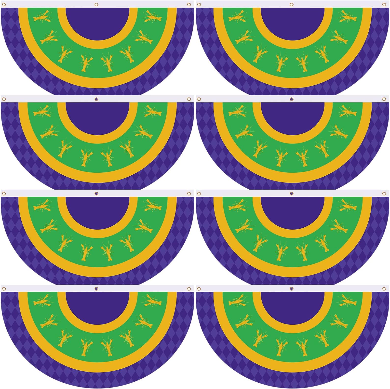 2 Bandierine Mardi Gras Con Coulisse Viola Giallo Verde | Decorazione Da Esterno Per Carnevale E Feste