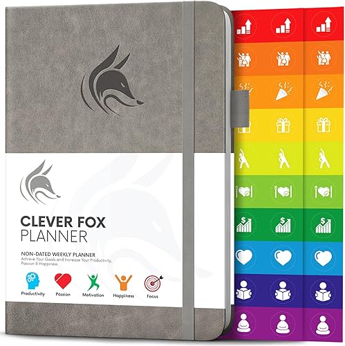Miniatura 1 de Clever Fox Planificador semanal y mensual sin fecha para aumentar la productividad, gestión del tiempo y alcanzar tus objetivos, organizador, diario
