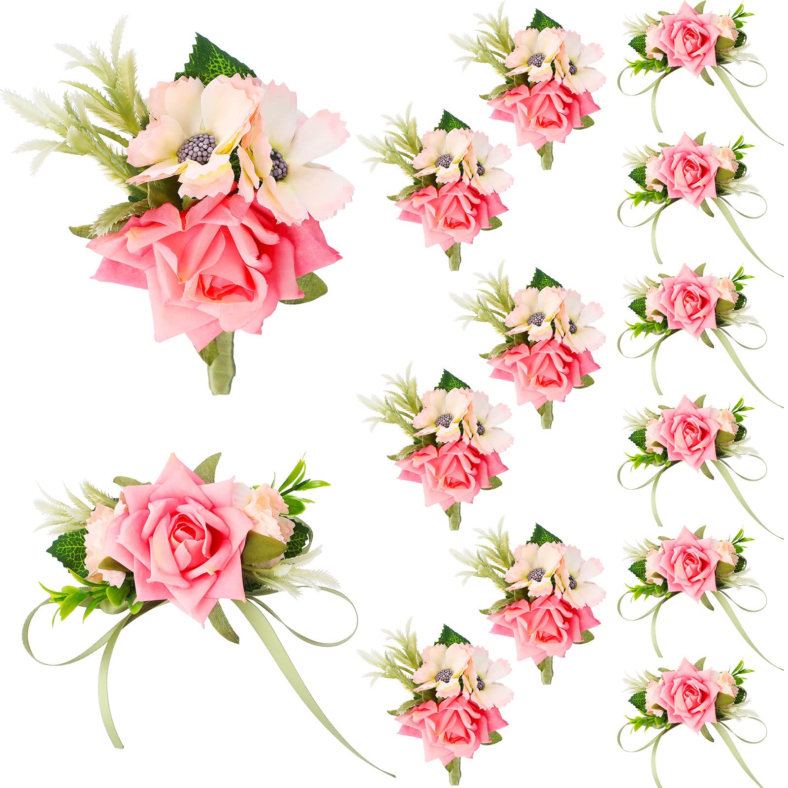 Boutonnières roses durables avec épingles pour éviter les fleurs flétries durant la cérémonie