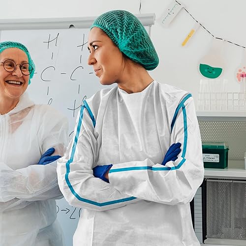 Miniatura 6 de AMZ Medical Supply Bata aislante desechable blanca, talla XS. Paquete de 1 bata de aislamiento médico desechable. Vestidos desechables médicos