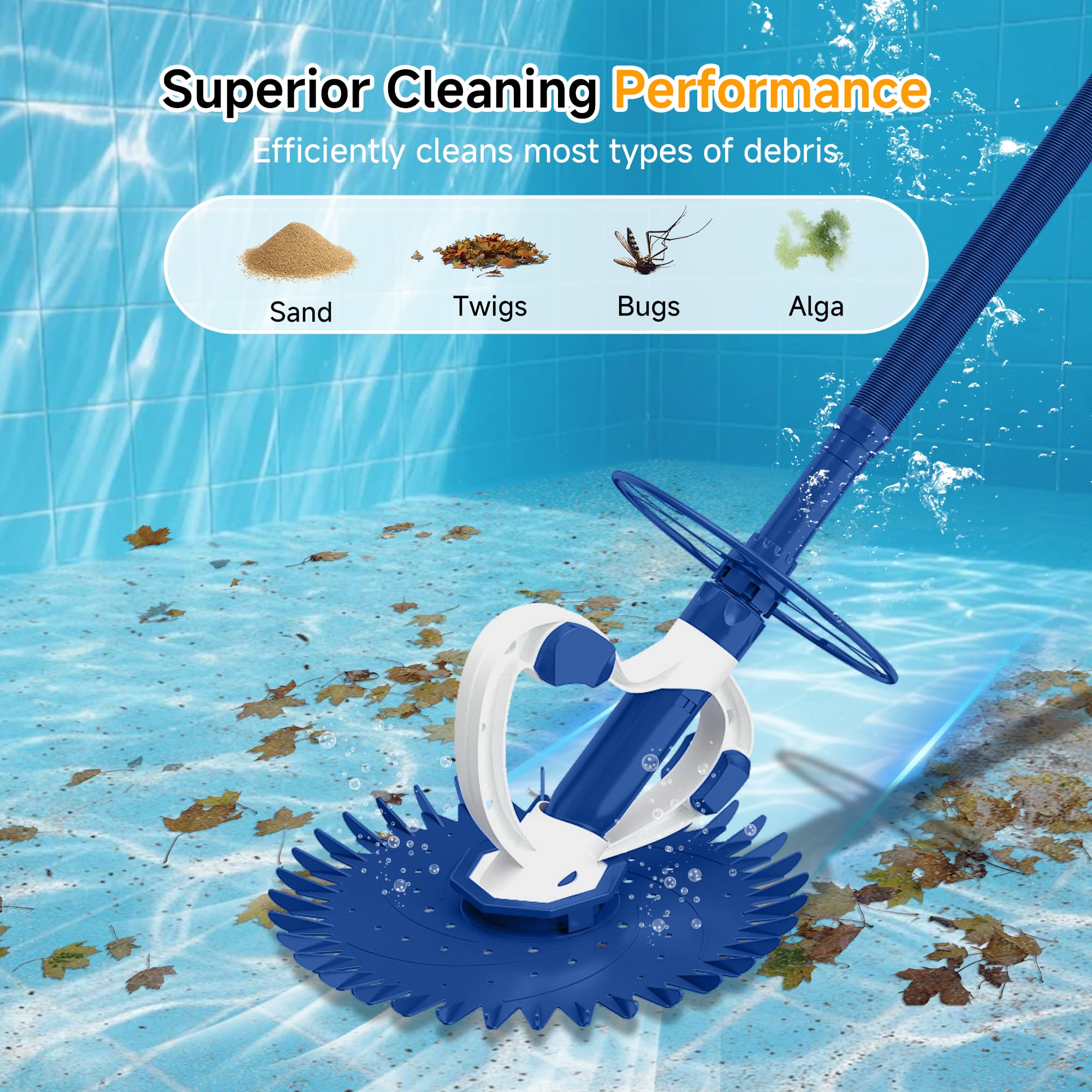 Limpiador automático de piscinas para escalar paredes, potente aspiradora de piscina, azul