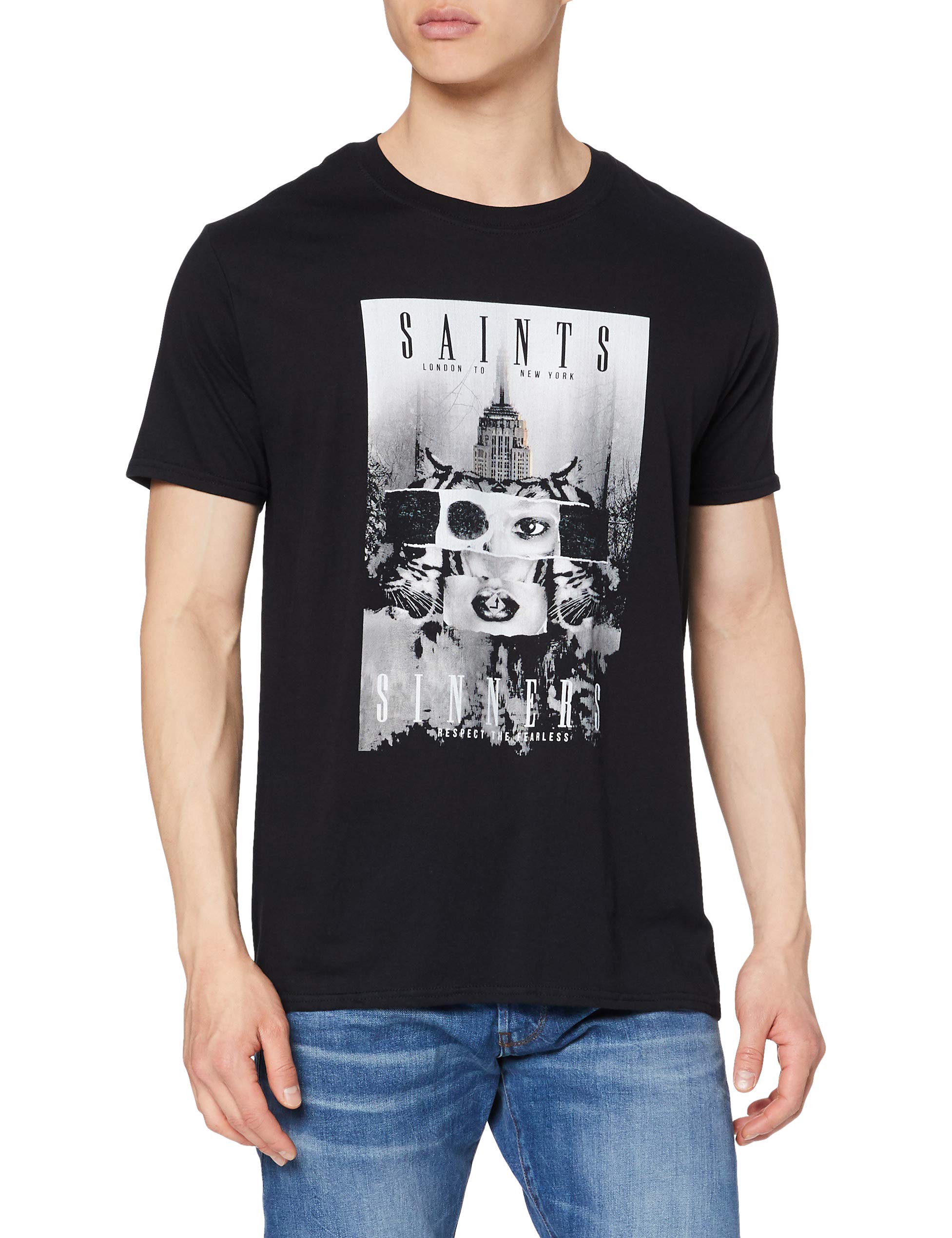 MINTED FASHIONMen's Saints Slim Fit Round Collar Short Sleeve T-Shirt