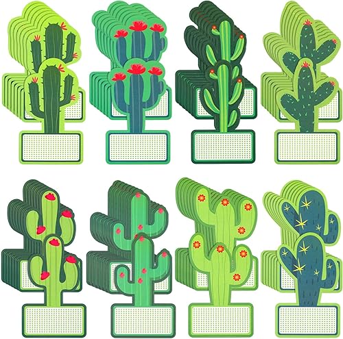 64 piezas de recortes de cactus decoración de tablón de anuncios de cactus etiquetas de nombre calcomanías temáticas de cactus para decoración de
