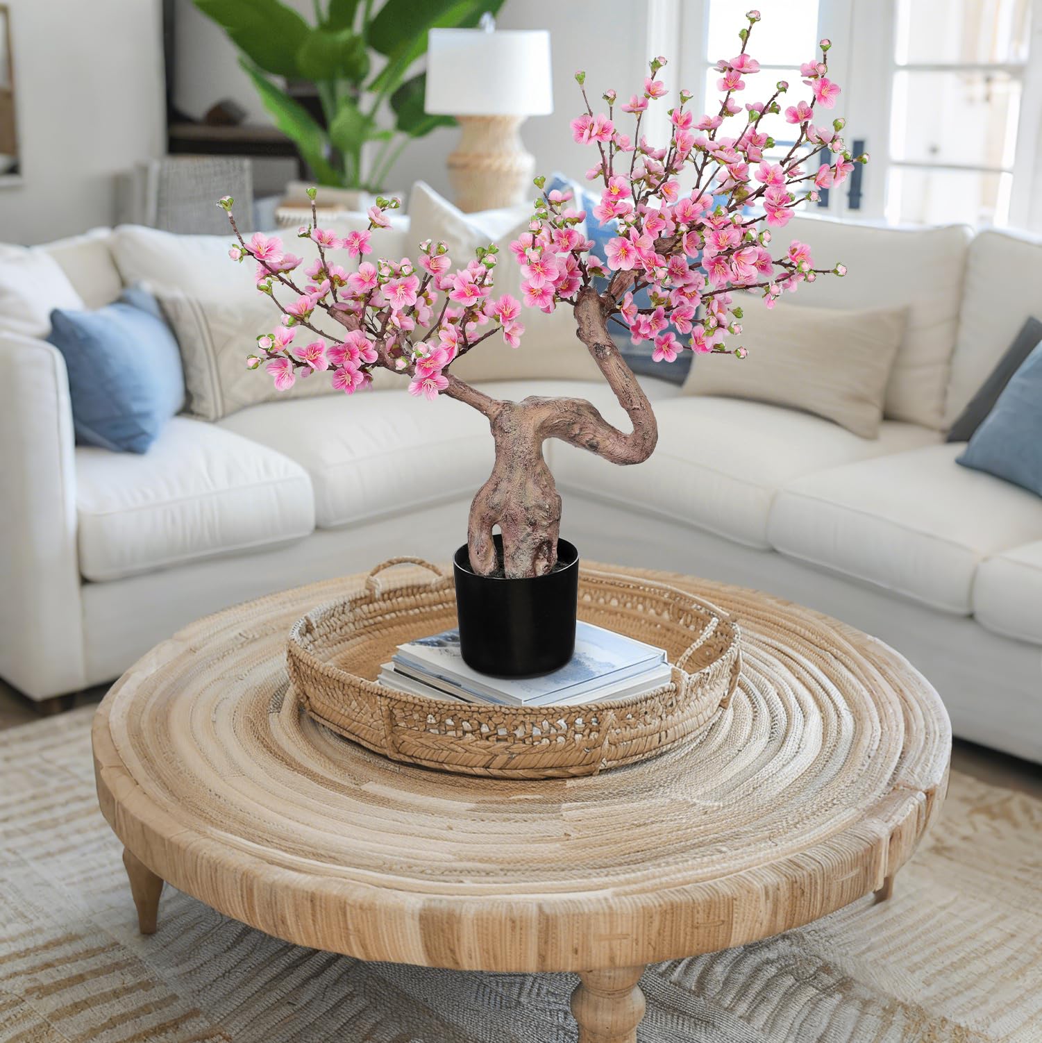 Kirschblüte Künstlich Künstliche Blumen Frühling Deko Kunstblumen Rosa | 75 CM Künstlicher Bonsai Blumen Kunstpflanzen Blüend Dekoblumen für Tisch Fensterbank Regal Deko im Wohnzimmer