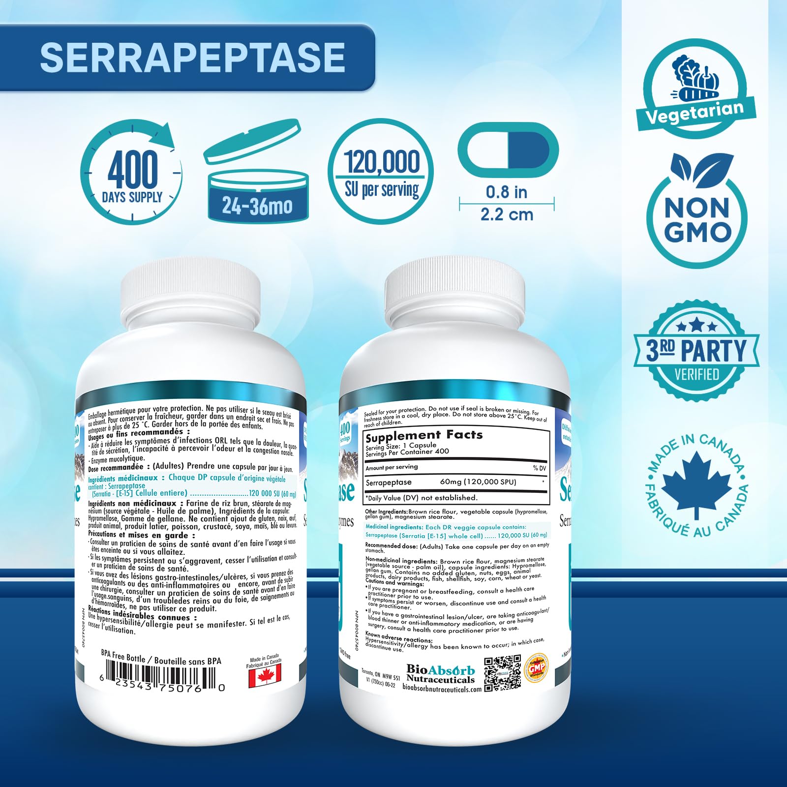 Bio Absorb Serrapeptase Supplement 120000 SPU High Potency Delayed Release — Amazon image 7