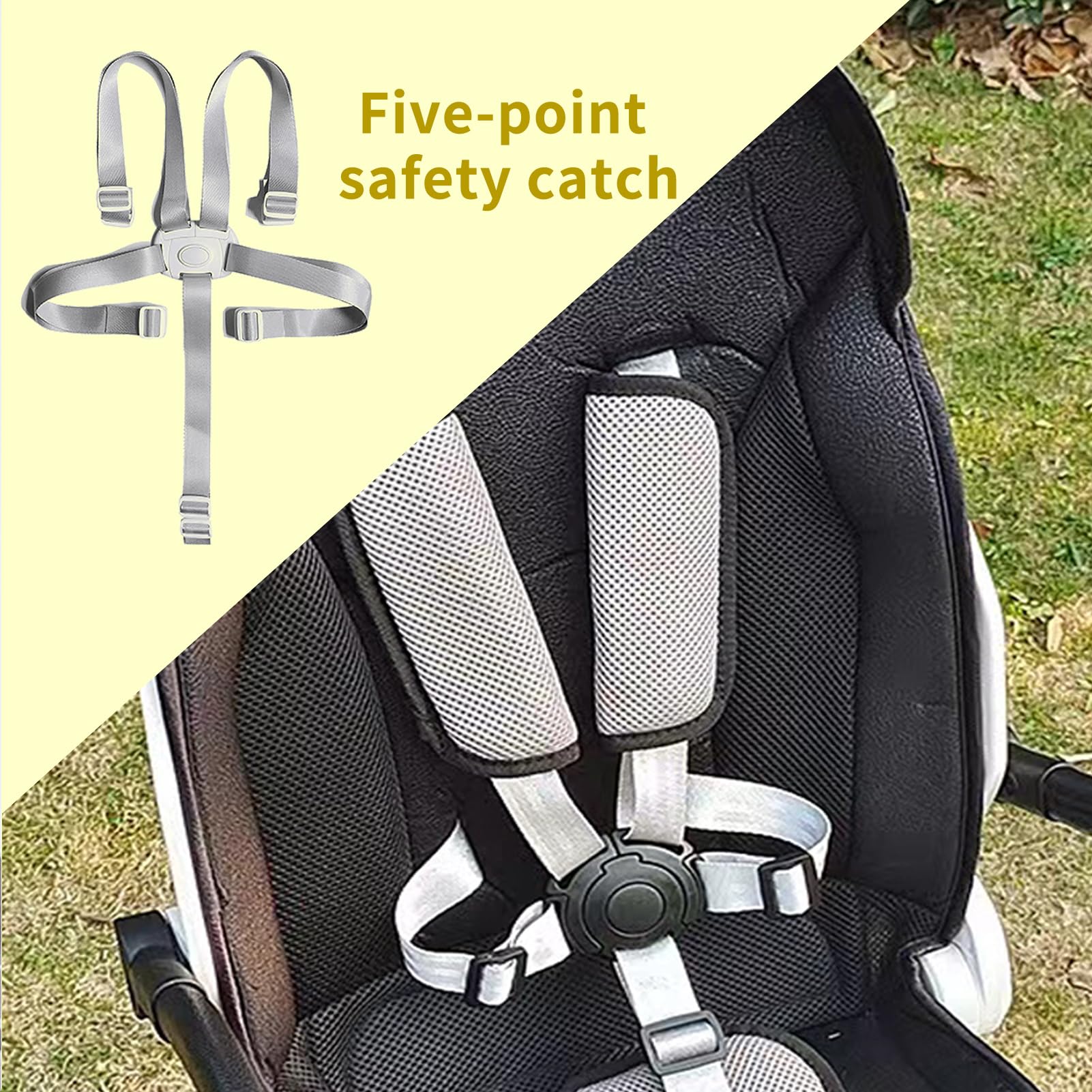 Cinture Passeggino Universali, Cintura di Sicurezza per Bambini Passeggini Cintura A Imbracatura per Seggiolone Regolabile Anticaduta Cinghia Per Seggiolino Auto Carrozzina e Seggiolon (Set A)