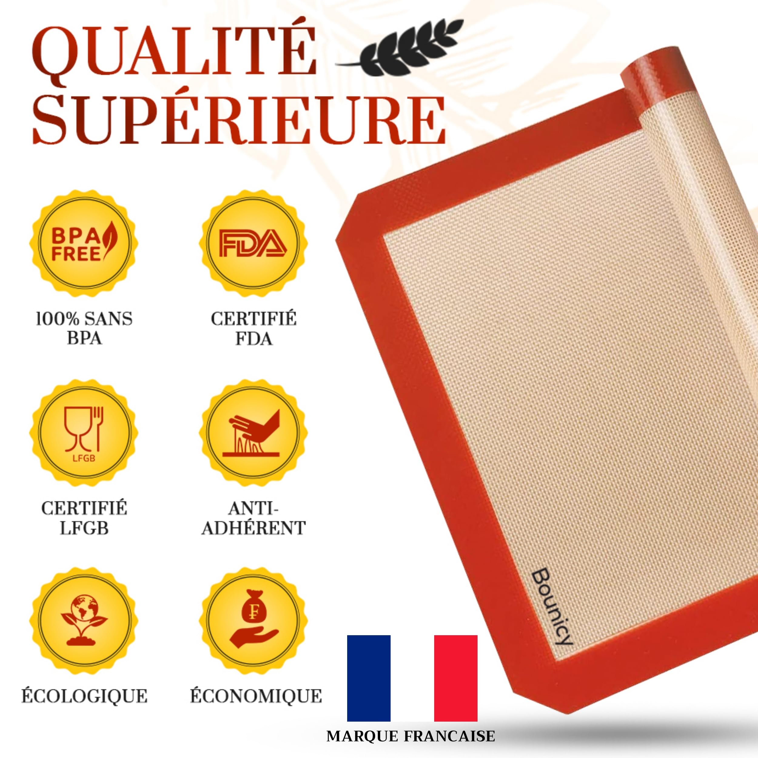 Tapis de Cuisson en Silicone Anti-Adhésif 30x40cm Réutilisable Passe au Lave-Vaisselle Sans BPA