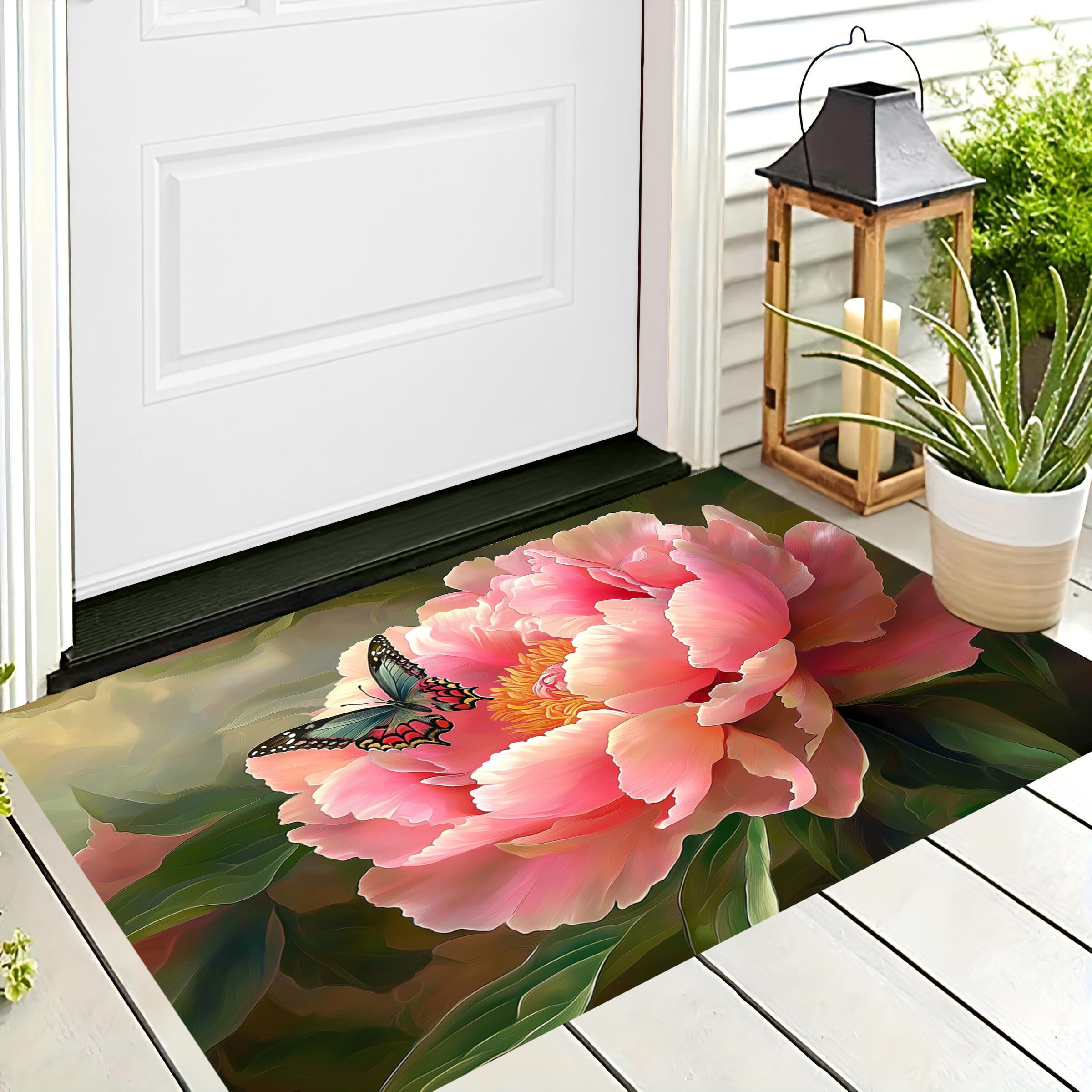 Tapis de sol velours imprimé pivoine design fantastique haut de gamme
