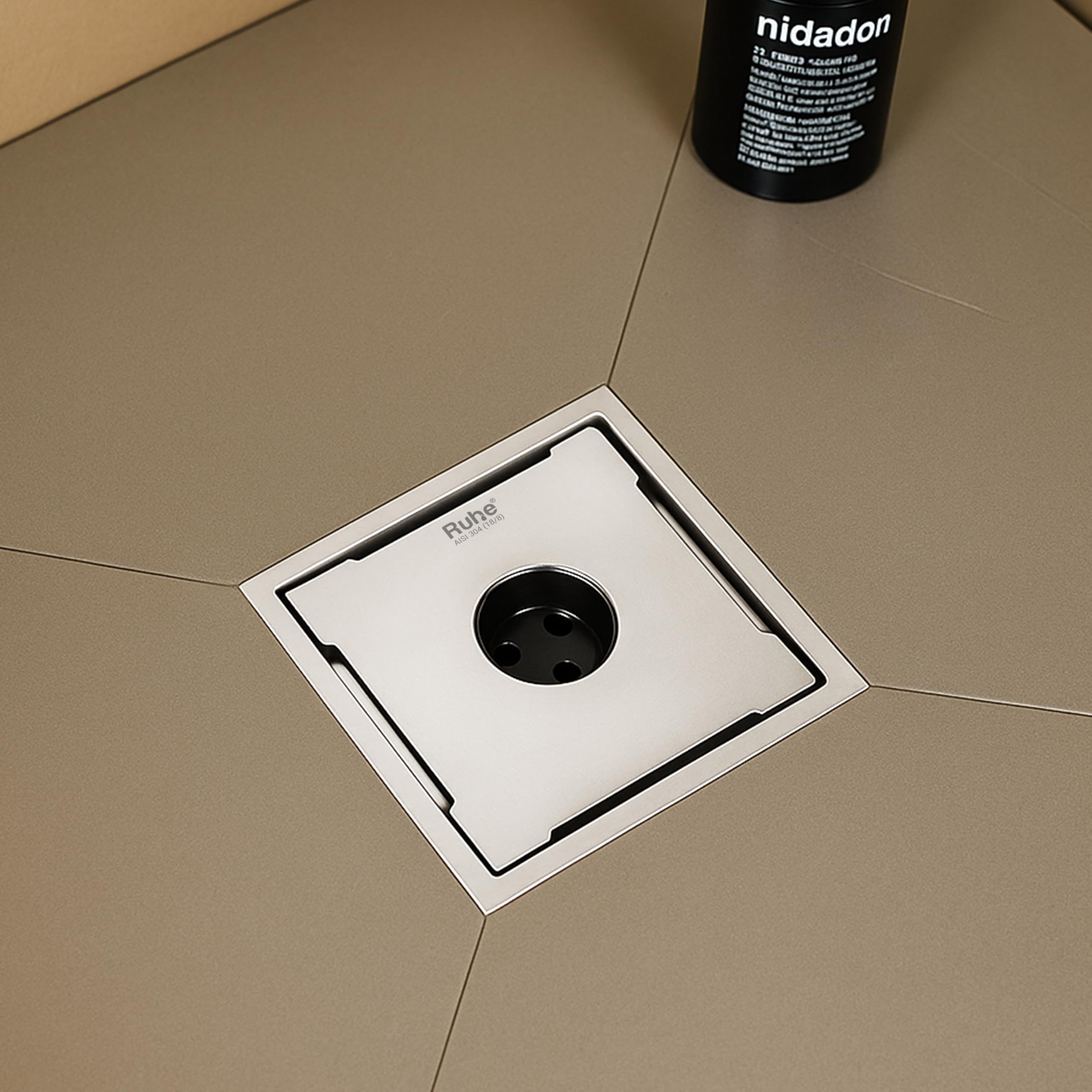 Ruhe Sapphire Square Floor Drain - Stainless Steel -16
