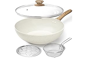 MICHELANGELO Nonstick Wok Set with Steamer Basket, 12 Inches
