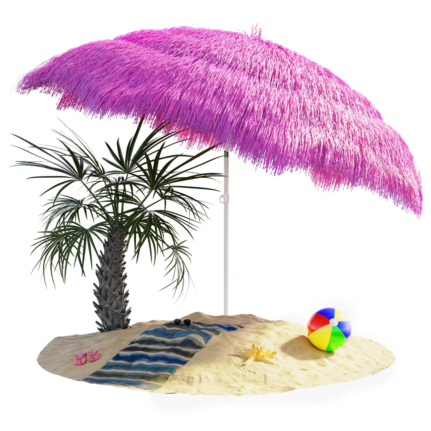 Kingsleeve Sombrilla de Playa Jardín Ø 160 cm Hawaii Parasol Inclinable Exterior Patio Terraza Altura Ajustable Color a elegir