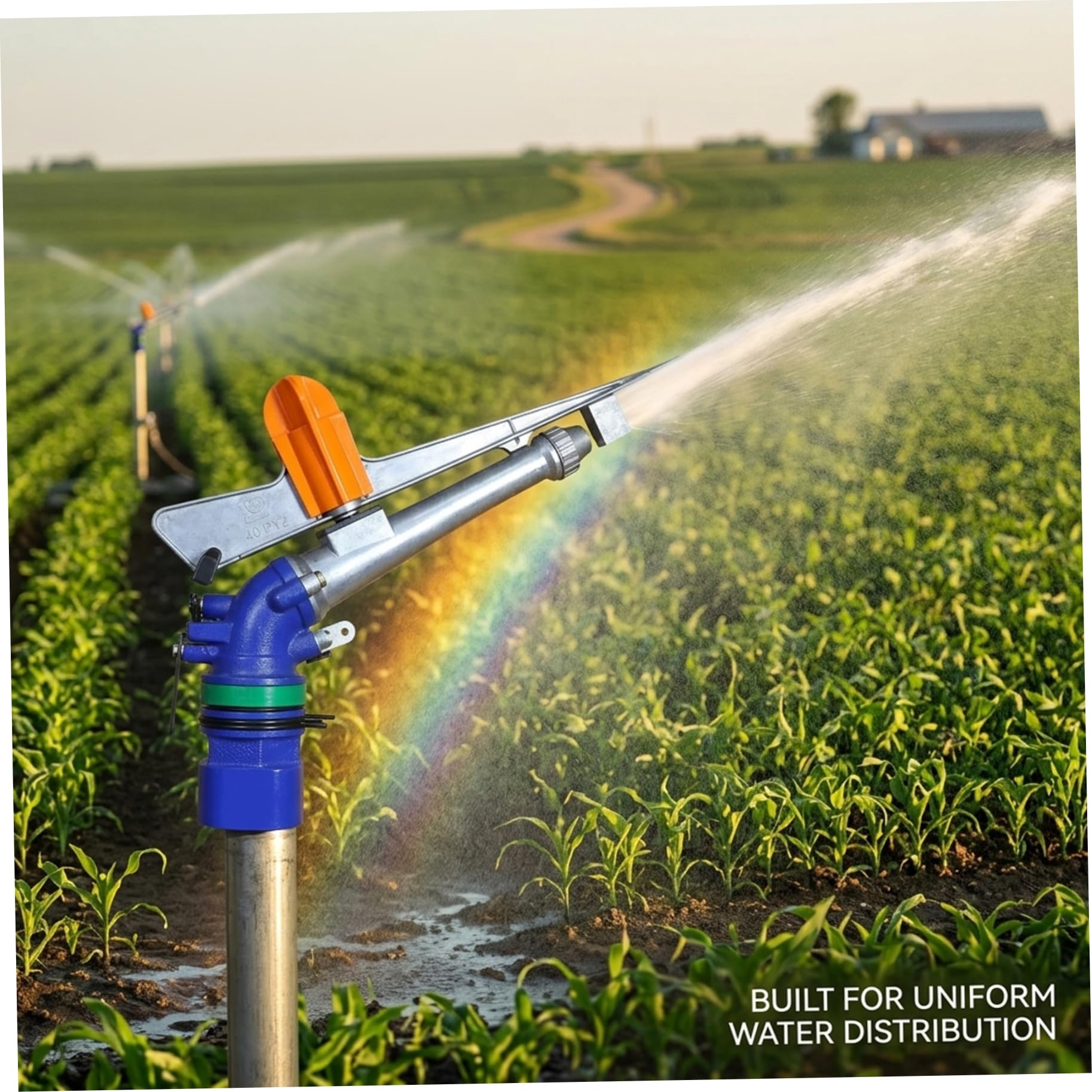 Aspersor de riego, aspersor de riego de aleación, Agua giratoria automática con boquillas Dobles, Pistola de Gran Cobertura para Tierras de Cultivo, Jardines, supresión de Polvo.