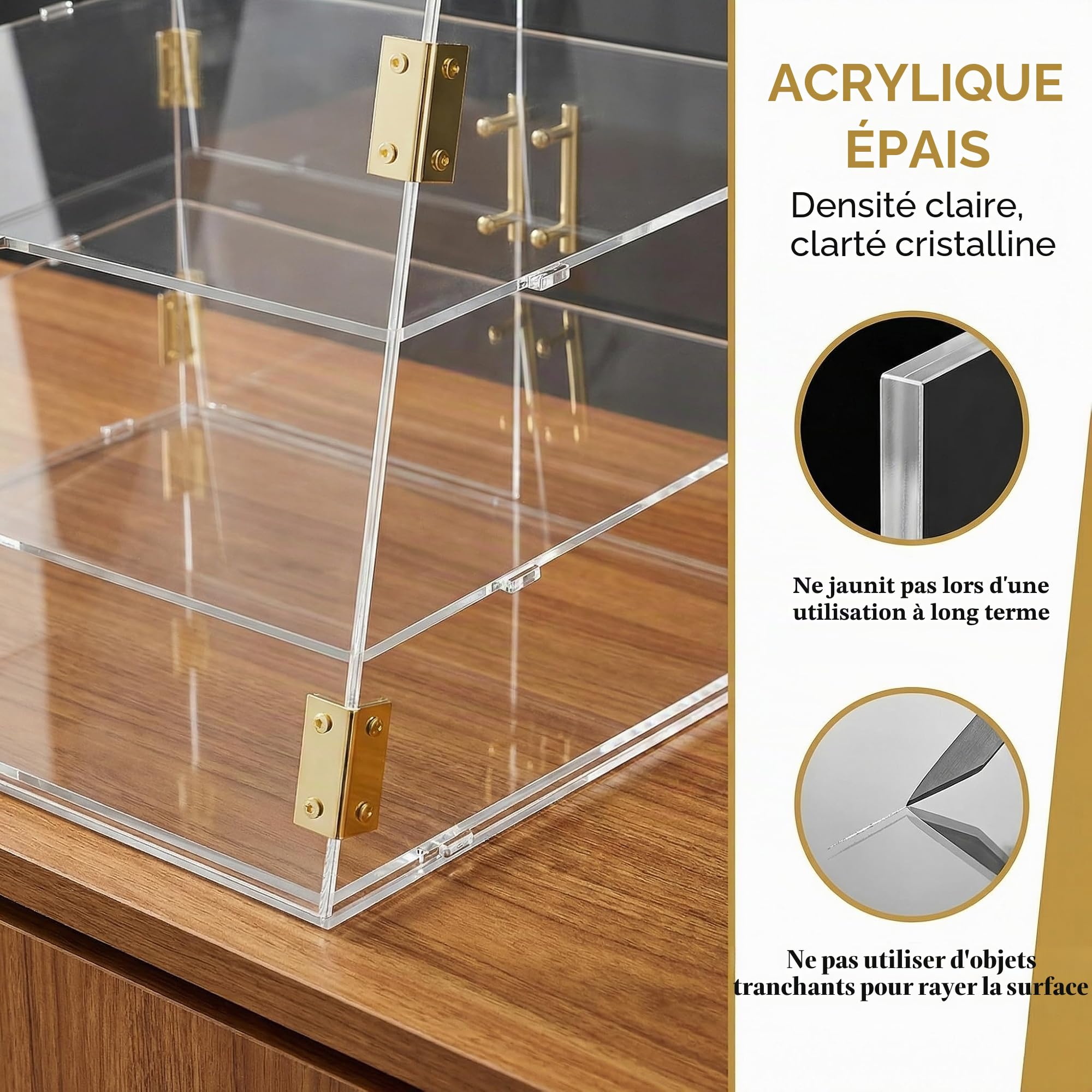 Vitrine de boulangerie commerciale à 3 compartiments avec porte automatique élastique, 53,1 x 43,2 x 43,2 cm Présentoir alimentaire pâtisserie-pain boîte de rangement pour beignets gâteaux