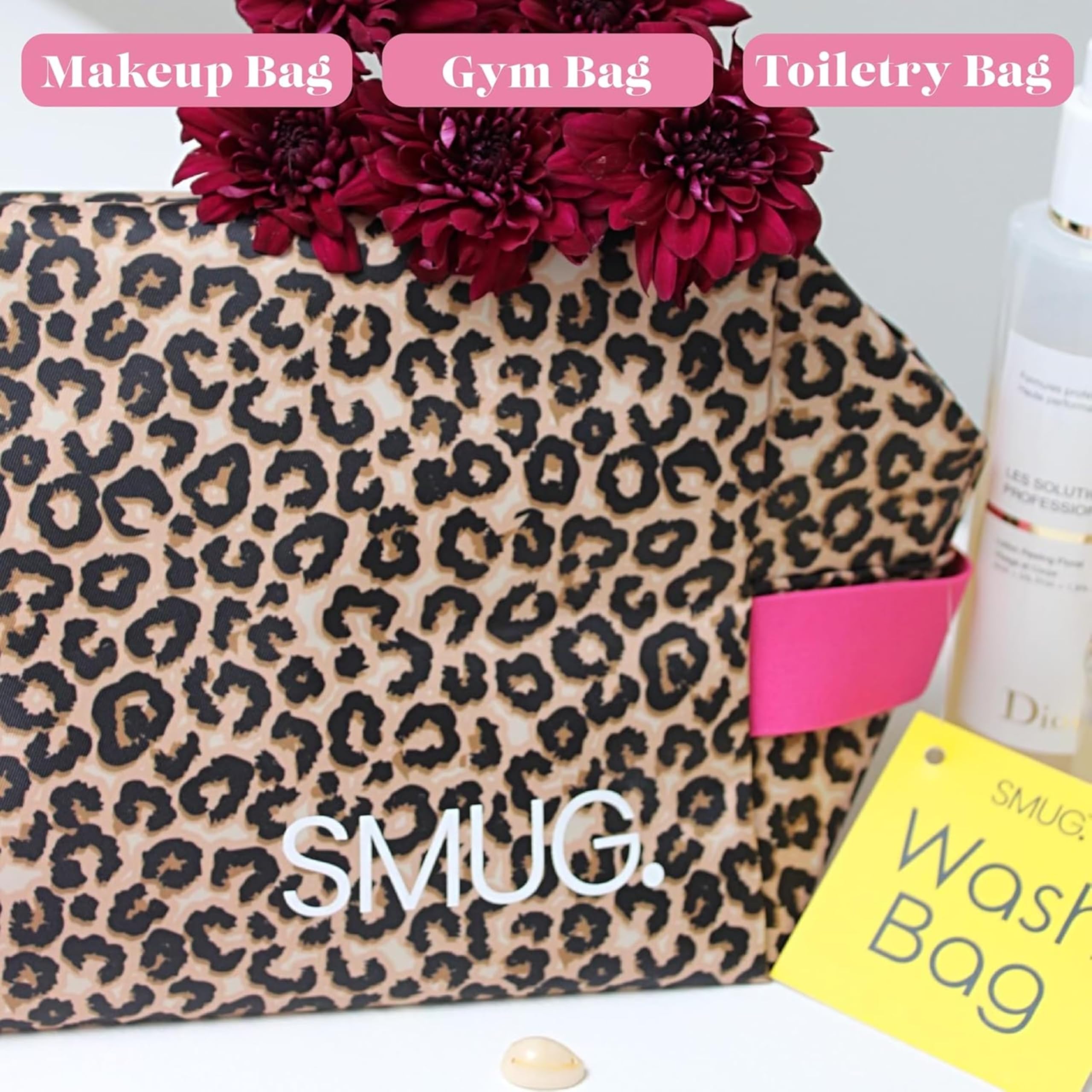 SMUG Wash Bag | Waterproof Travel Toiletry Bags for Travelling, Gym, Shower, Shaving, Toiletries, Cosmetics & Makeup Bag | Large Washbag for Men & Women | Stylish, Spacious & Easy to Clean | Leopard — view 6
