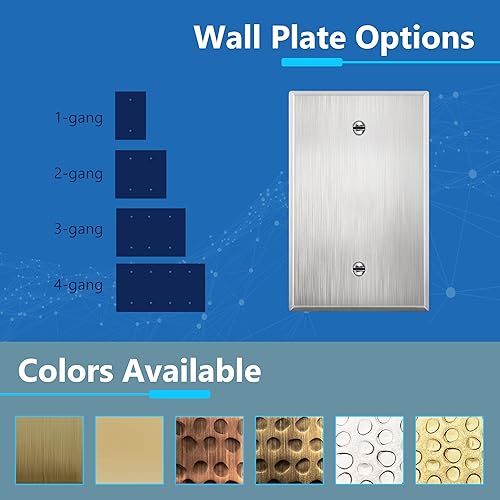 Miniatura 4 de LIDER Placa de pared de metal en blanco, cubierta de salida de acero inoxidable, resistente a la corrosión, tamaño mediano de 1 banda, 4.88 x 3.11