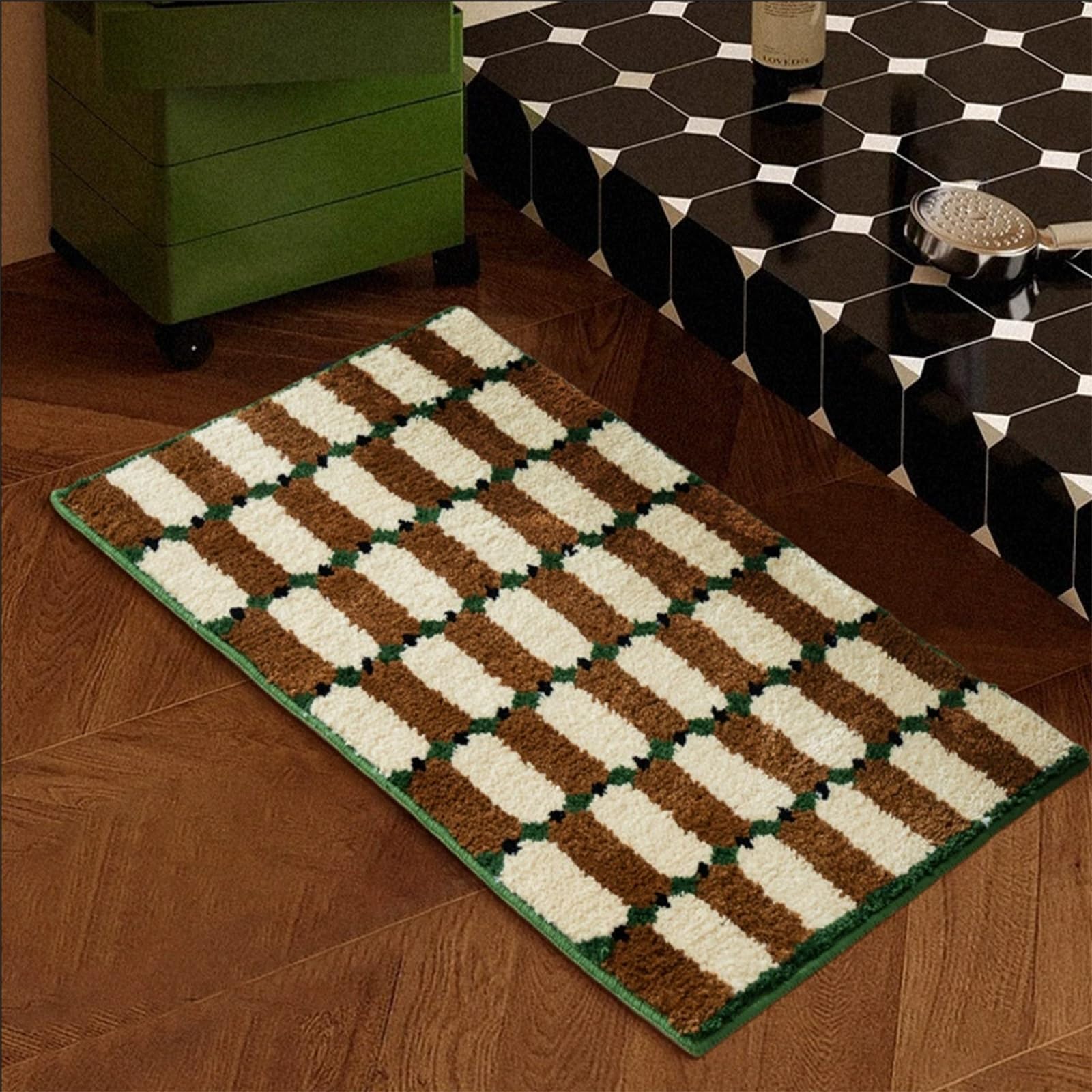 Alfombra de Baño Lavable a Máquina, Alfombrillas de Microfibra Absorbentes, Alfombrilla Antideslizante para Bañera, Suelo, Baño, Hogar y Cocina(A)