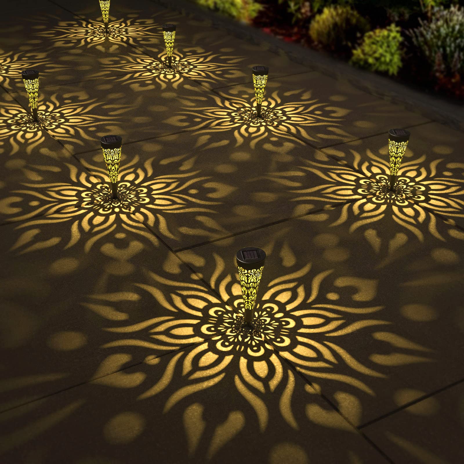 Gardsee 6 Pack Solar Lights Outdoor Decorative Solar Garden Lights Waterproof with Warm Light Solar Pathway Lights for Patio Path Backyard Walkway Yard Garden Decor