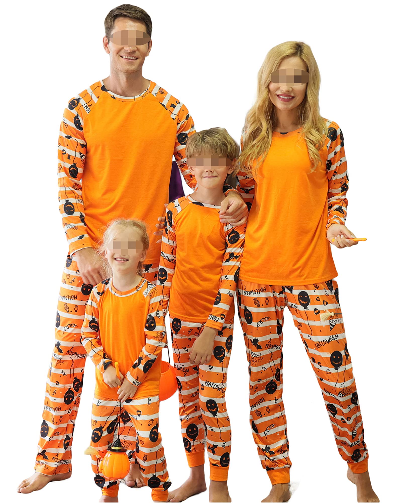 Halloween Schlafanzug Damen - Kürbis Print Pyjama Set Mit Langarm