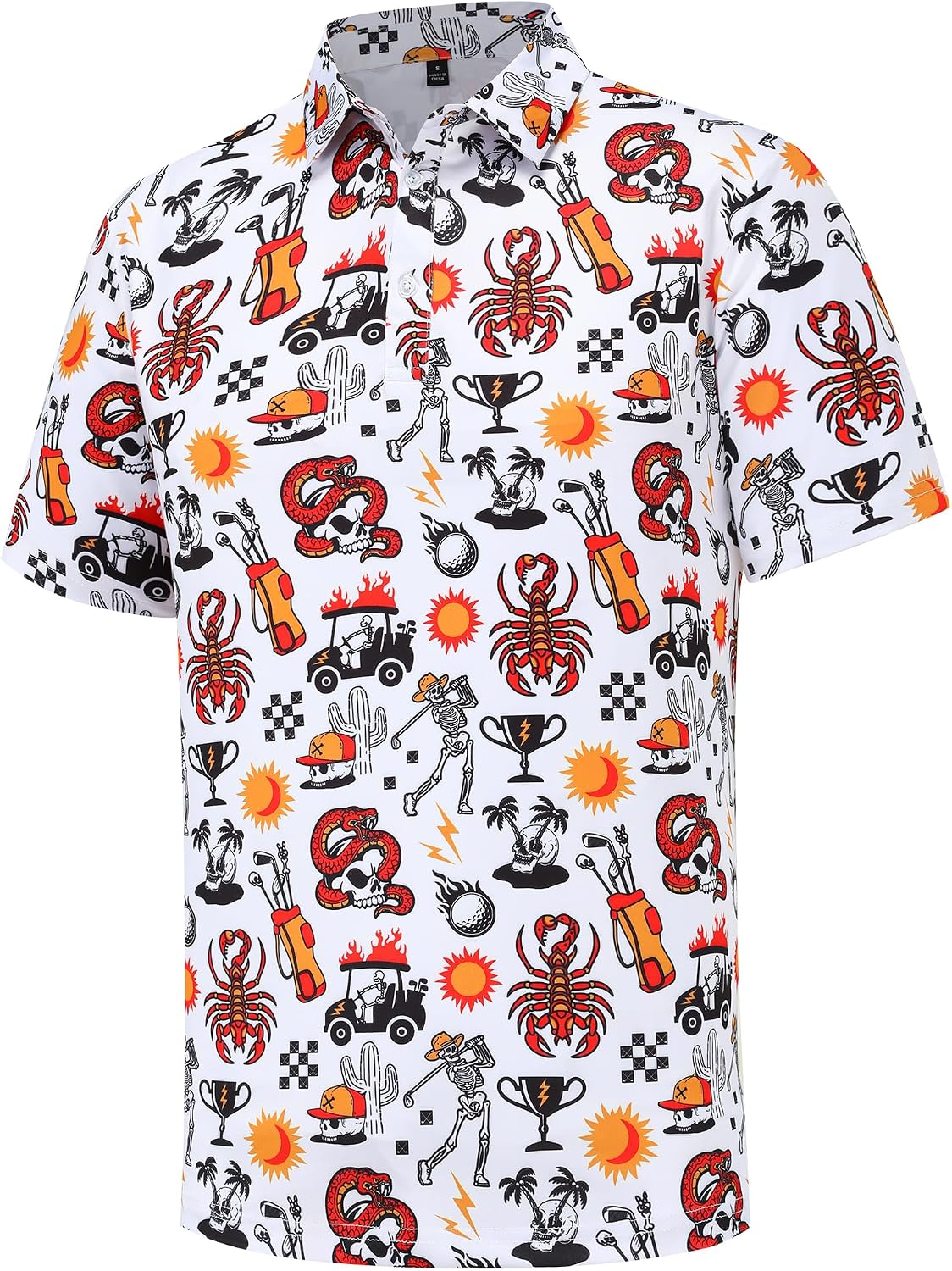 Mens Golf Polo Shirts Short Sleeve Moisture Wicking Dry Fit Performance Casual Funny Golf Polo Shirts for Men
