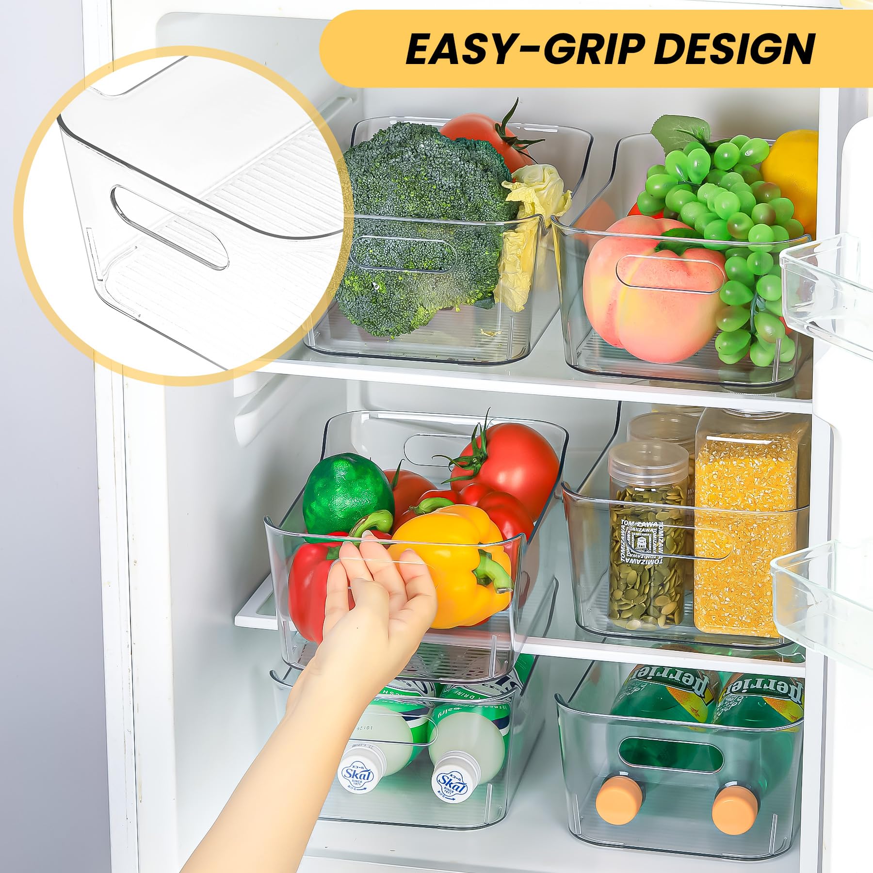 Confezione da 12 contenitori portaoggetti in plastica trasparente multiuso per organizzare e riporre dispense contenitori per frigorifero frigorifero set per organizzare congelatori armadio da cucina