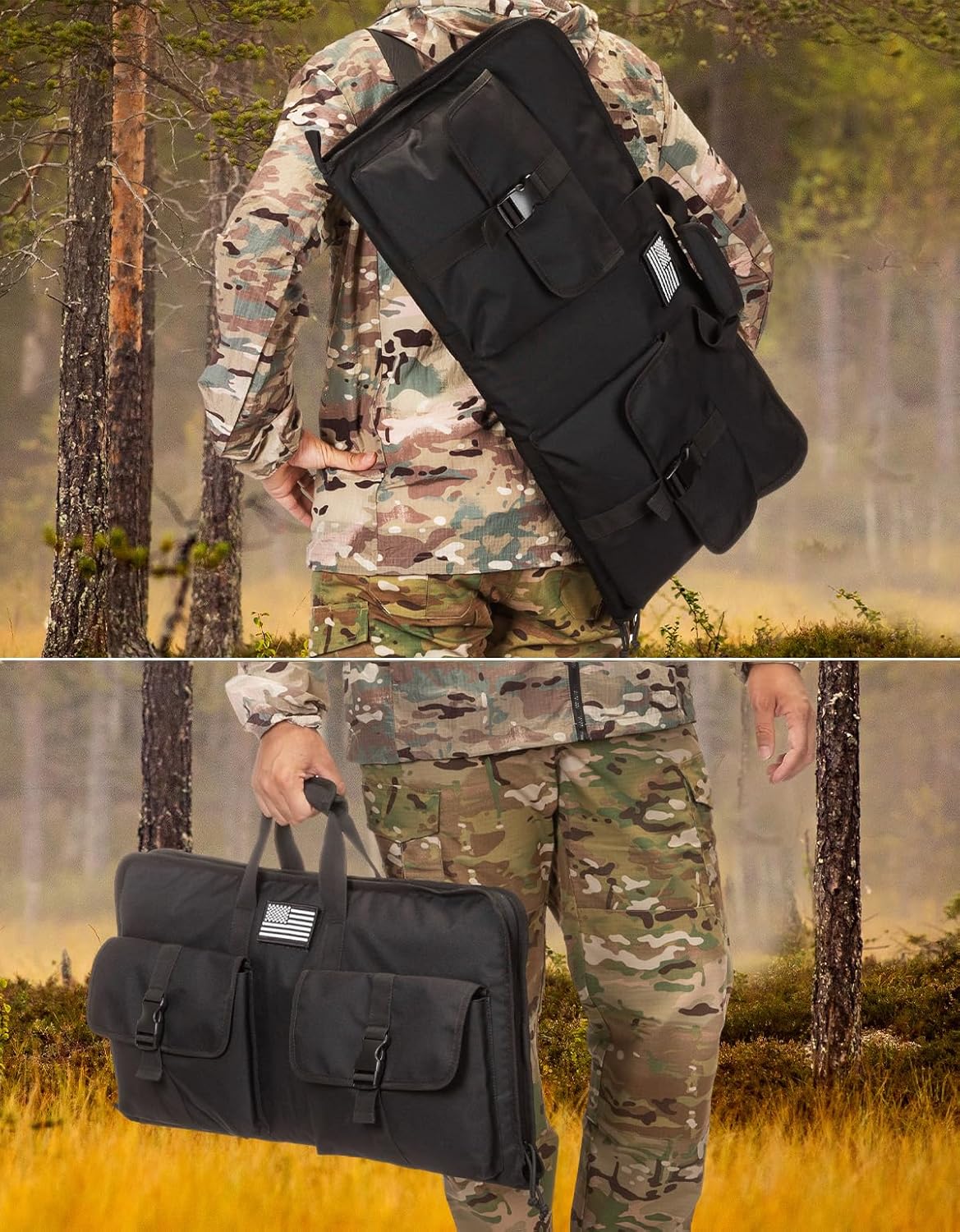 28/32 inch Rifle Case Soft, Gun Bag Lightweight, Gun Case with Two Buckle Pockets, Wall Hanger, Short Shotgun Bag with Adjustable Shoulder Strap for Outdoor Hunting Shooting - Image 5