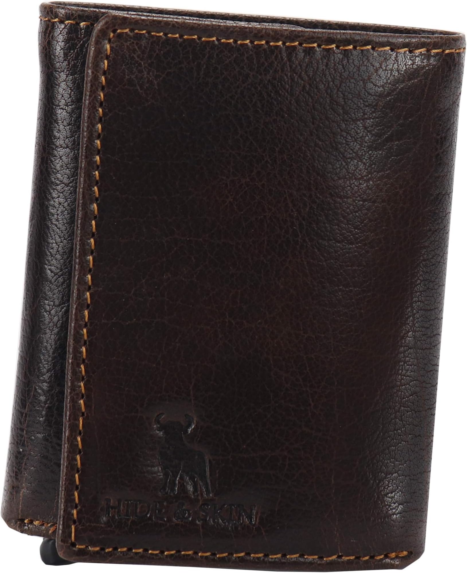 HIDE & SKIN Unisex Leather RFID Card Holder Cum TRI-FOLD Wallet (Antique Brown)