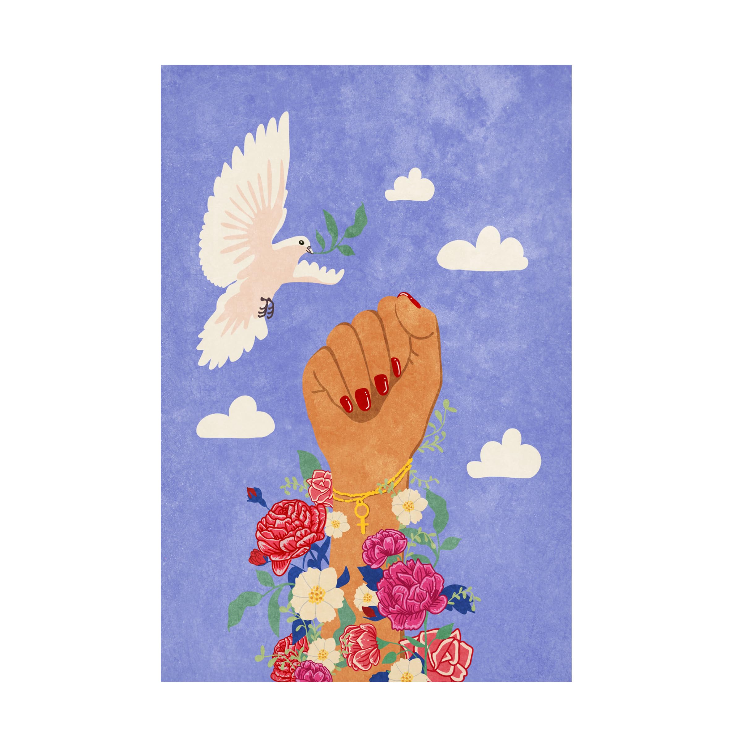 Trademark Fine Art Canvas Wall Art - Raissa Oltmanns Feminist Fist Wall Art for Living Room Bedroom or