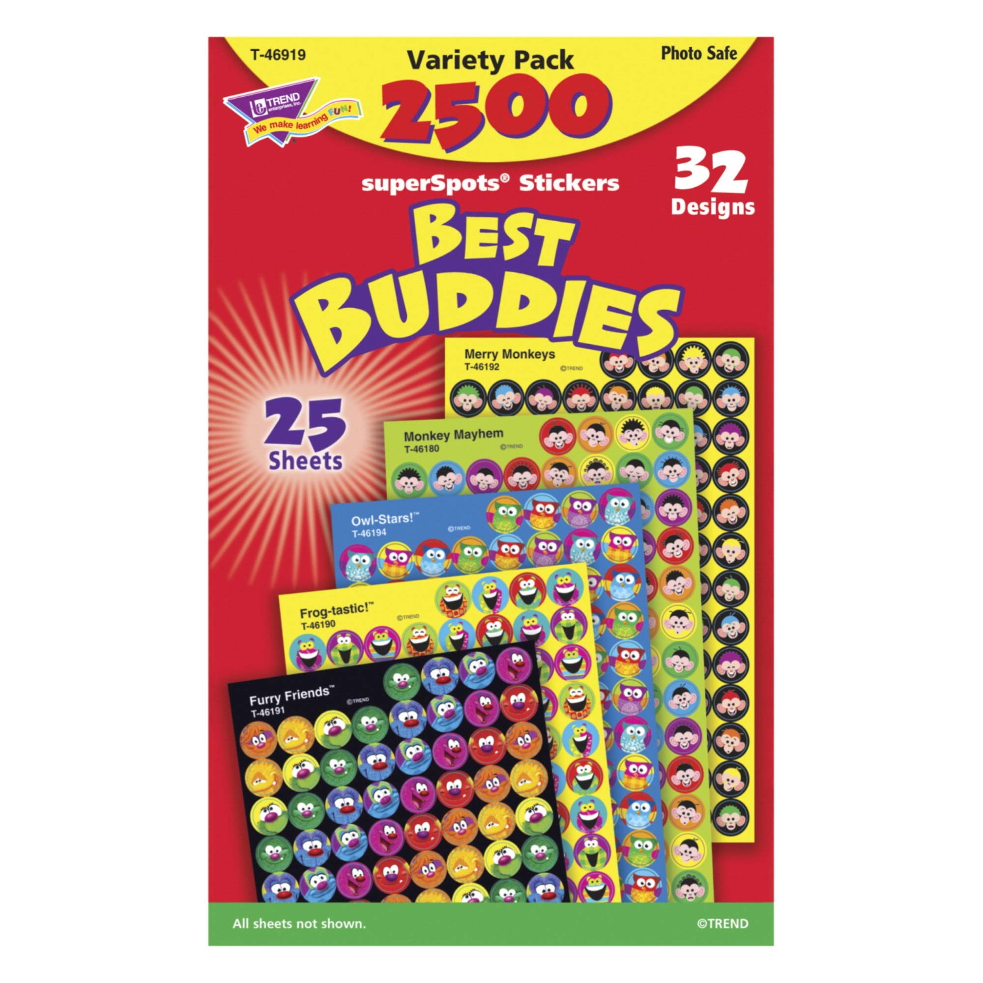 2500 x SuperSpot Best Buddies Reward Stickers, Variety Pack