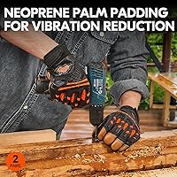 Vista 6 de Vgo... Guantes de trabajo resistentes para hombres, de piel de cabra, repelentes al agua, guantes de aparejador, antivibración, compatibles