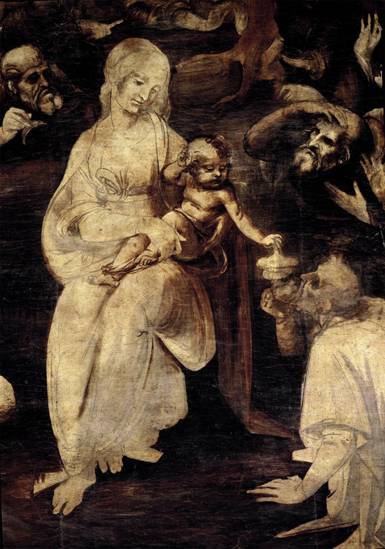 SERENDIPITP Vintage Wall Art Canvas Nordic Poster Canvas Print Picture Adoration of the Magi Detail of the Virgin Mary by Leonardo Da Vinci Wall Art Poster for Home Decor 60x90cm