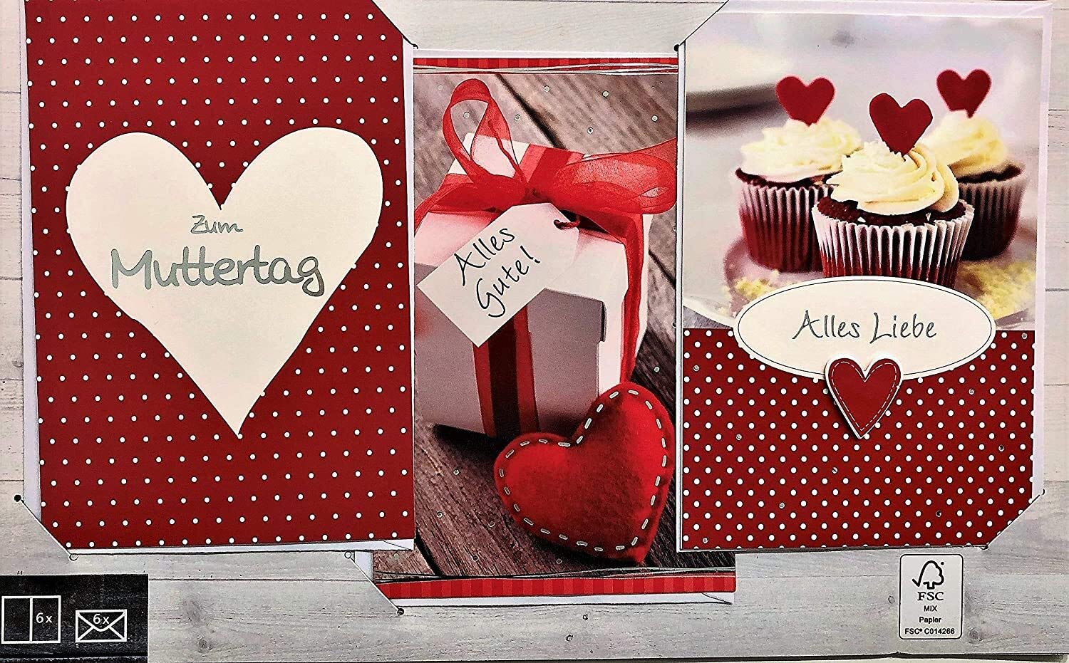 6 Grußkarten-Set Mit Umschlägen – Feine Silberprägung Mit Blumen & Herzen Für Muttertag, Geburtstag & Mehr