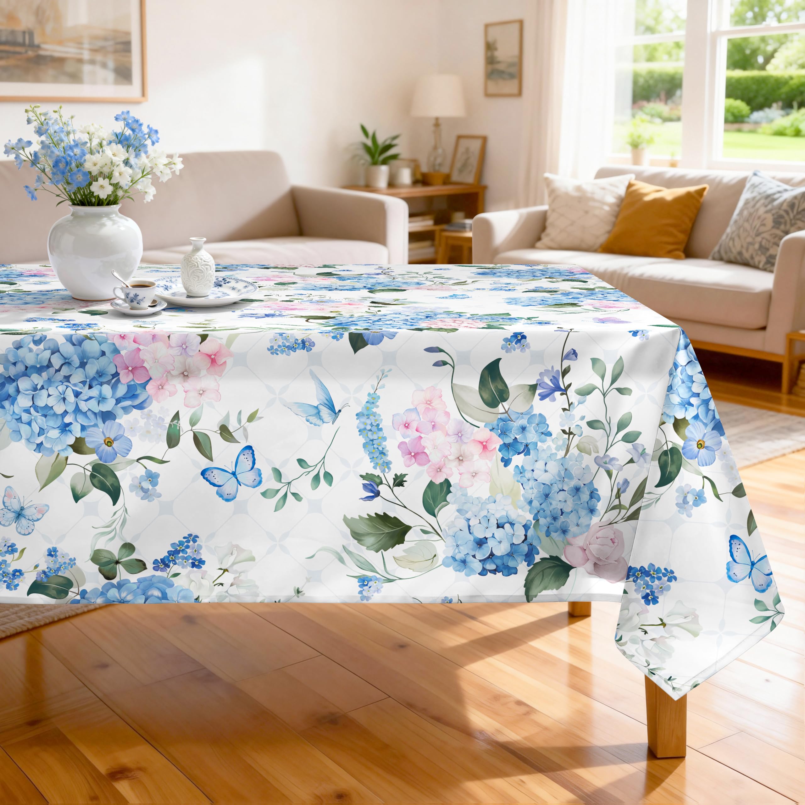 Arquiel Spring Summer Flowers Table Cloth Rectangle Machine Washable floral Tablecloth, 140 * 180 cm, Polyester Elegant Table Cover for Kitchen Dinner Party Outdoor Decor