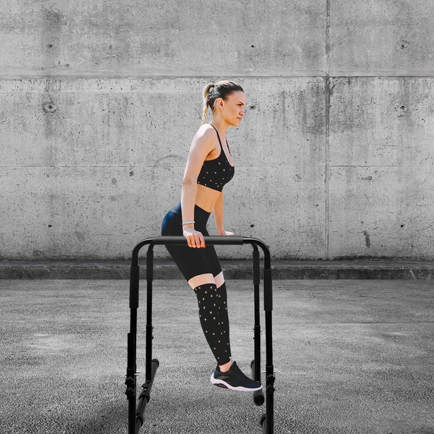 Dip Bars L-Sits Parallel Bars Adjustable Strength Training Fitness Dip Stand for Home Gym, Functional Full Body Exercise for Tricep Dips