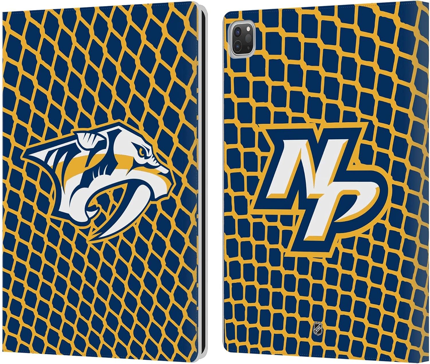 Head Case Designs Officially Licensed NHL Net Pattern Nashville Predators Leather Wallet Case Compatible with Apple iPad Pro 12.9 2020/2021/2022