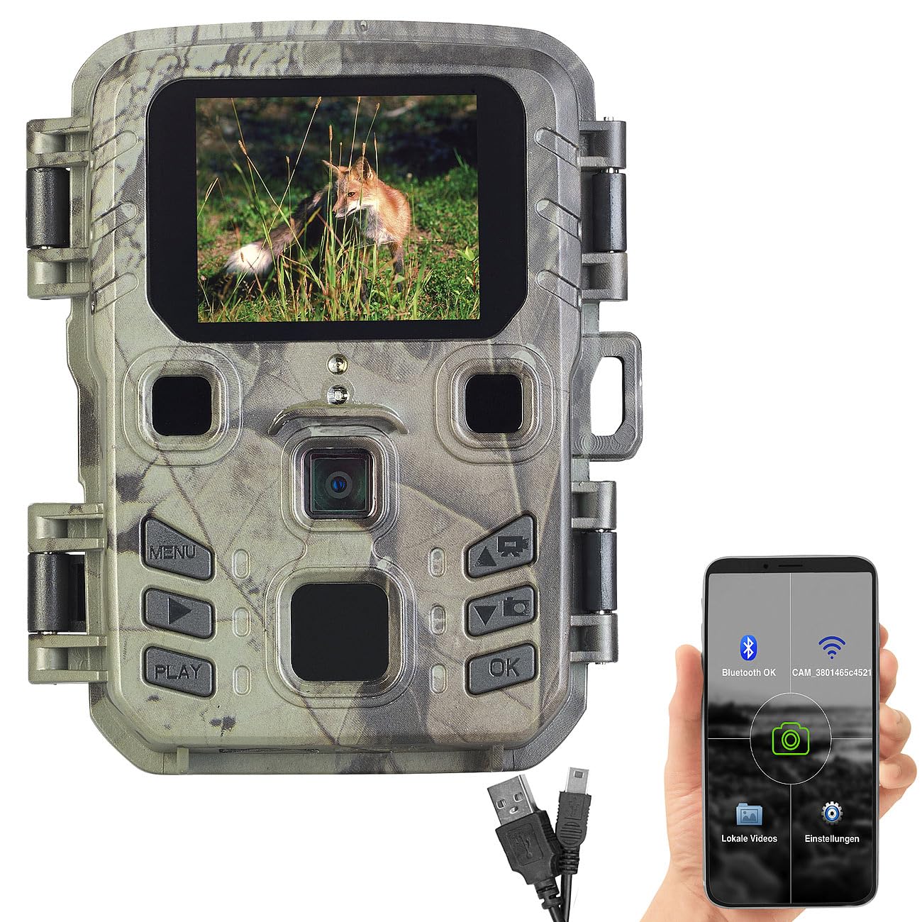 VisorTech Wildkamera WLAN-2K PIR Nachtsicht 6 Monate Stand-by App IPX5