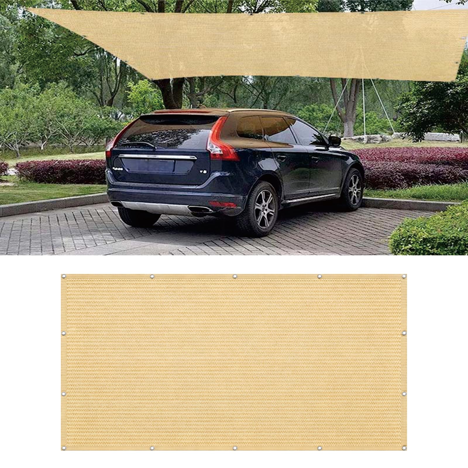 Tkanina Zaciemniająca 155 x 245 cm Oddychające HDPE – 95% Blokady Uv, 90% Zacienienia Siatka Cieniująca Do Szklarni Z Oczkami, Z Linką I Opaskami Kablowymi Do Na Balkon, Piaskowy żółty