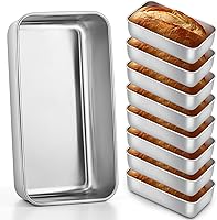 E-far 8-Pack Stainless Steel Loaf Pans 9x5 Inch - Non-Toxic, Dishwasher Safe Bread Pans for Bread, Meatloaf, Cakes & Brownies