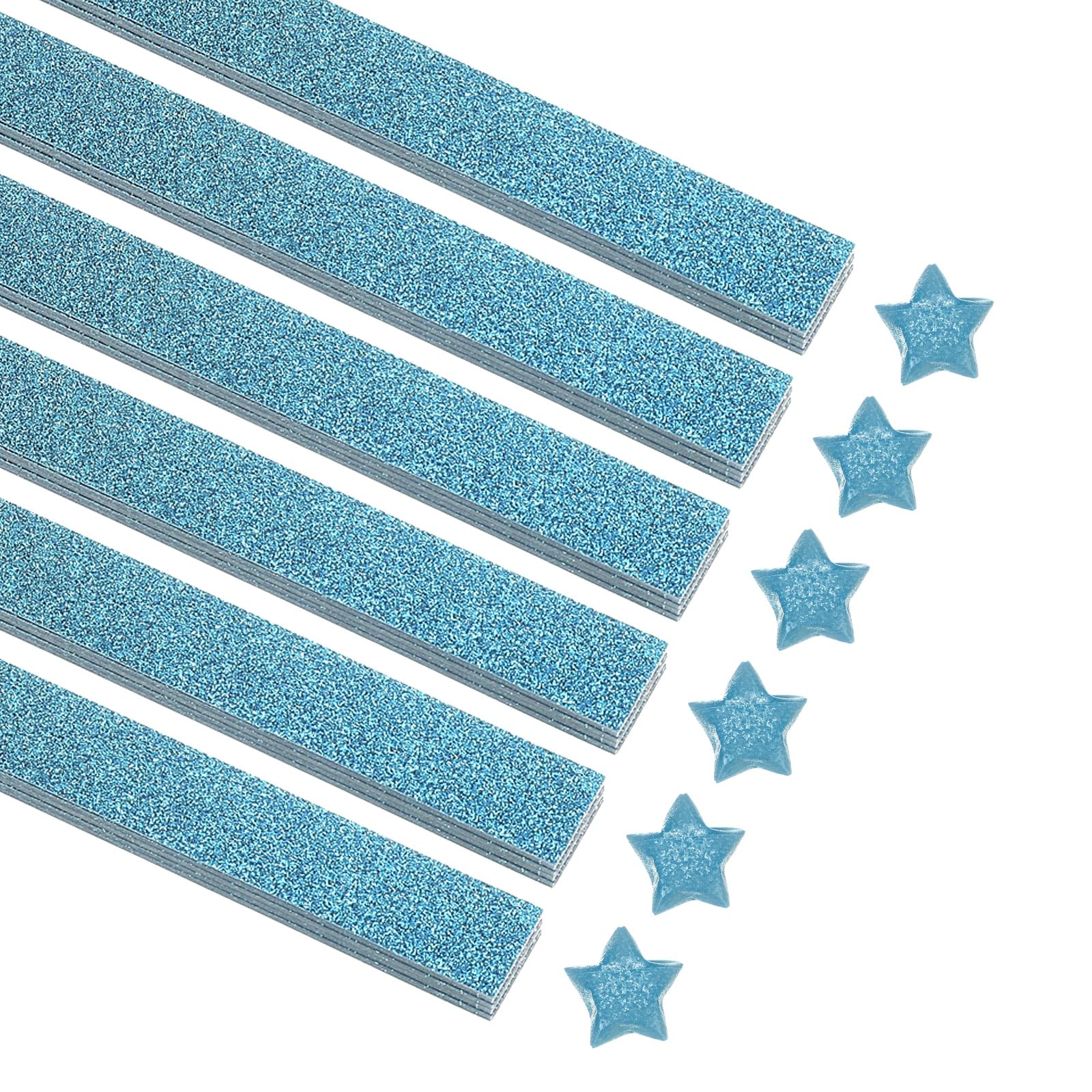 sourcing map 200 Sheets Origami Paper Glitter Stars Papers Sky Blue Fold Paper for Beginner Arts Crafts Projects,0.4 x 8.7 Inch