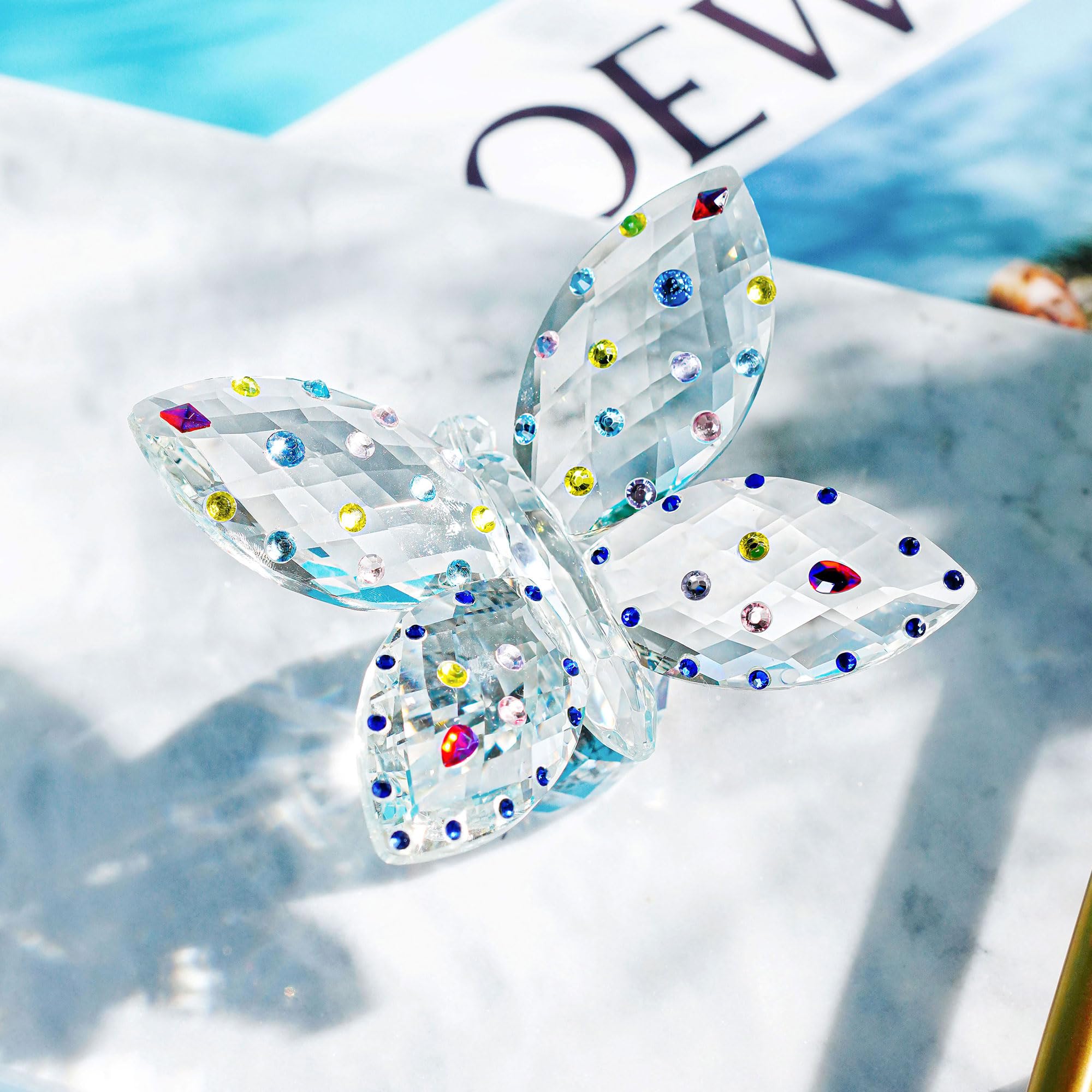 Centrotavola Farfalla Cristallo K9 H&d Hyaline & Dora Movdyka Set Di 2 Decorazioni A Forma Di Farfalla In Vetro Fatto A Mano Con Farfalla In Cristallo, Centrotavola Decorativo Per Souvenir Di Casa